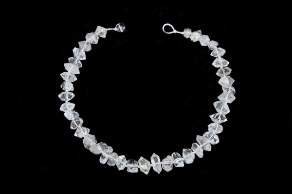 Brazilian Small Facetted Double Pointed Rock Crystals Knotted Necklace