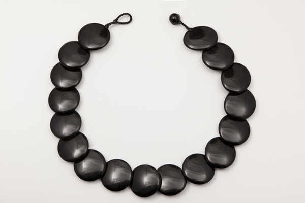 Black Agate Overlapping Discs Necklace.