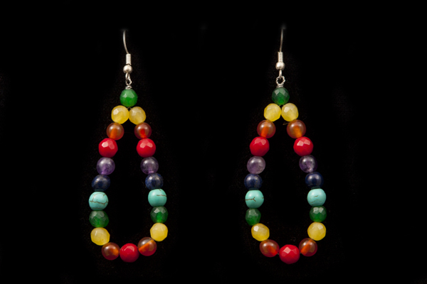 Semi-Precious Stones 'Rainbow Chakra' Teardrop Earrings bbv