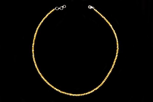 24ct. Gold Plated On Brass Small Facetted Nugget Beads Necklace