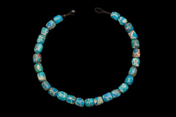 Turquoise Jasper Smooth Facetted Barrel Beads Necklace