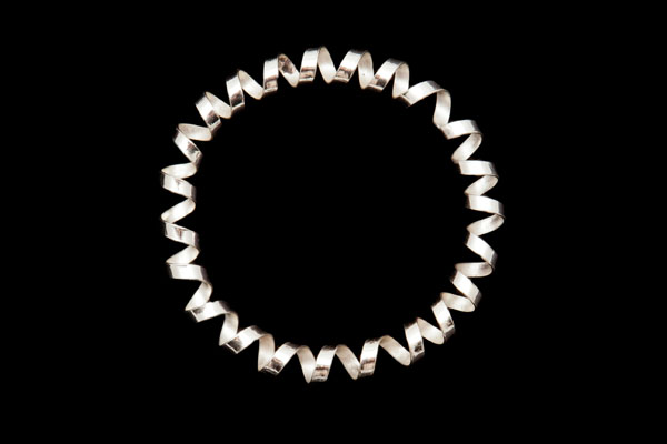 Silvered Metal Coiled Band Bangle