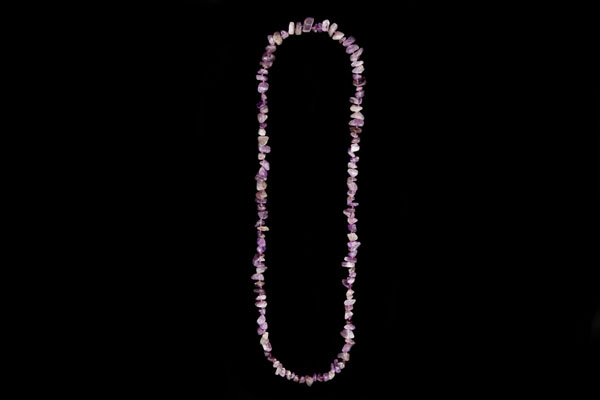 A Long Knotted Necklace Of Light And Dark Brazilian Amethyst Smooth Tumbled Nuggets