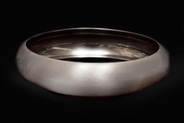 Matt Silvered Metal Narrow Ridged Bangle