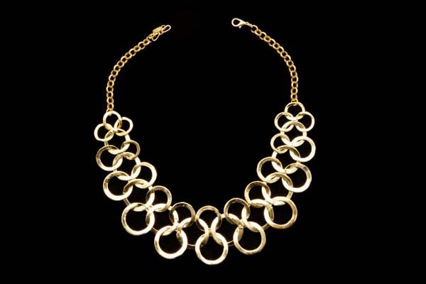 Three Row Interlocking Thin Wavy Rings 