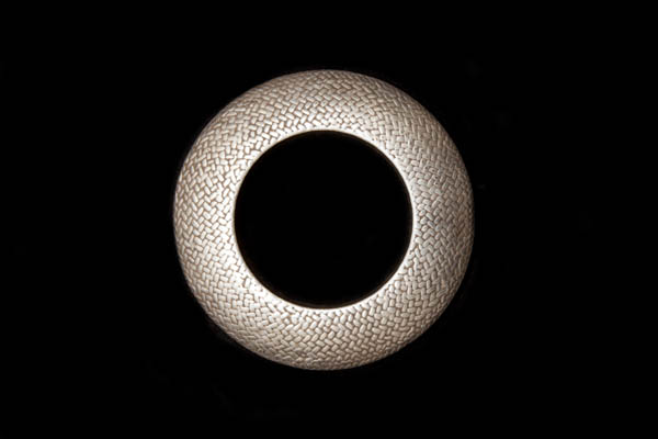 A Silver Plated Ridged Bangle Decorated With A Rope Work Pattern