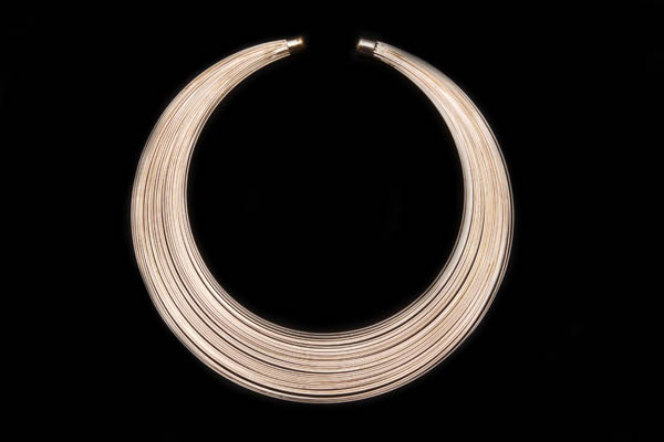 A Rose Golden Metal Multi-Band Tapered Open Circular Torque Necklace