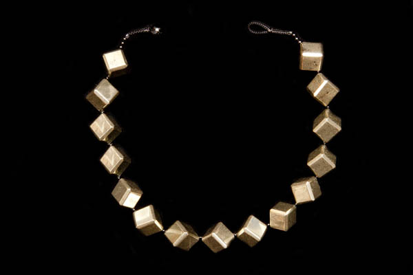 A Necklace Of Peruvian Pyrites Cubes With Black Onyx Round Spacers