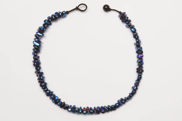 A Necklace Of Dark Metallic Blue Electroplated Rock Crystal Facetted Nuggets
