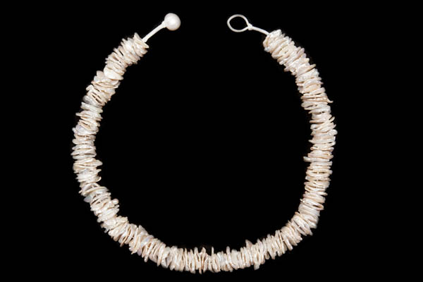 A Necklace Of Silvered White Irregular Shaped Freshwater Pearl Discs. China