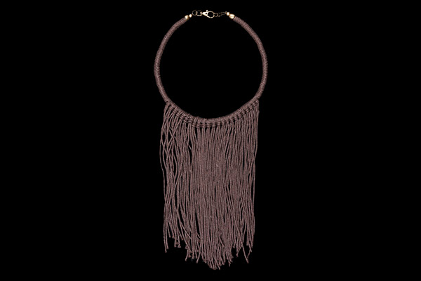 A West African Necklace Of Dark Brown Braided Rope With A Fringe Of Ninety-Two Braided Rope Strands