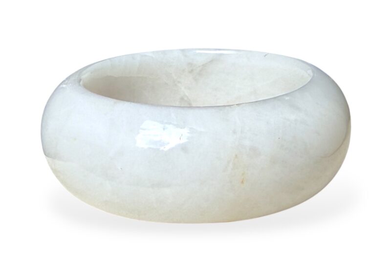 A White Agate Wide Curved Band Bangle.