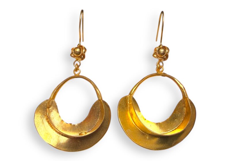 Gold Plated Curved ‘Star Fruit’ Earrings